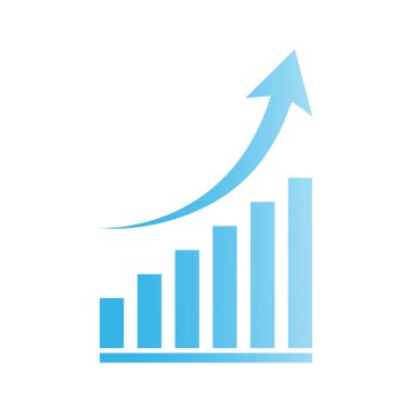 Düz biçimde grafik ikonu vektörü büyüyor. İş büyümesi kar sembolü