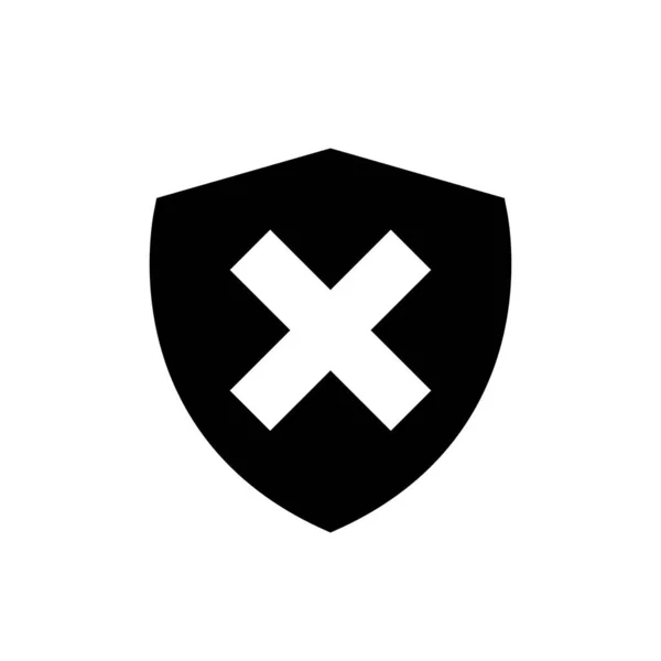 Schild Mit Kreuzmarkensymbolvektor Flachen Stil Schutzschild Symbol — Stockvektor