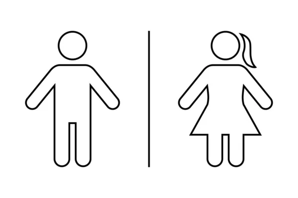 Mann Und Frau Toilette Symbol Vektor Linie Stil Männliches Und — Stockvektor