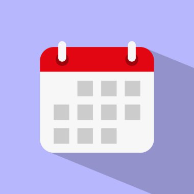 Takvim simgesi vektör illüstrasyonu düz biçimdedir. Tarih işareti sembolü