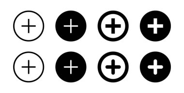 Siyah çemberde simge vektörü ekle. Sosyal medya artı düğme