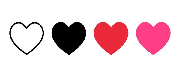 心脏图标矢量收集 爱情就像扁平的符号 — 图库矢量图片