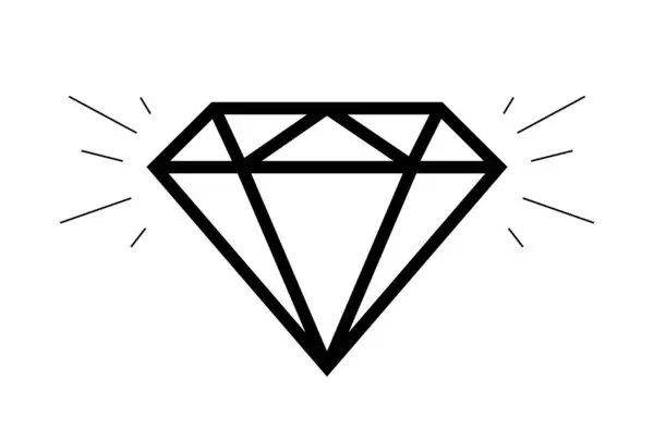 Piedra Diamante Brillante Vector Icono Gema Estilo Plano Signo Premium — Vector de stock