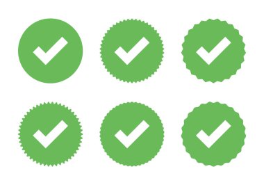 İşaretleme simgesi vektör kümesi koleksiyonunu düz şekilde kontrol et. Tick, işaret simgesini onayla