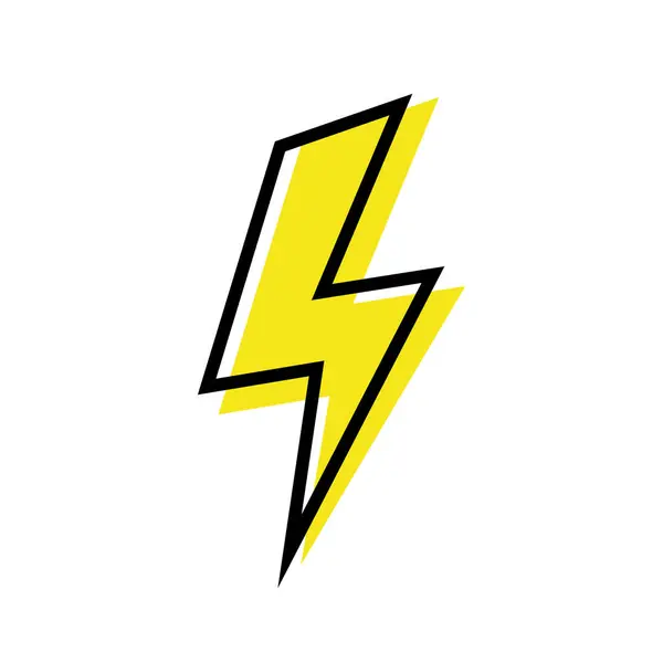 Vektor Ikony Blesku Černým Obrysem Thunderbolt Symbol Nabíjecí Značky Stock Ilustrace
