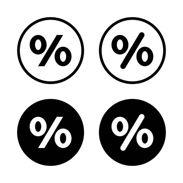 Discount, percent icon vector in black circle