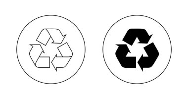 Çember çizgisinde geri dönüşüm, geri dönüşüm çizgisi simgesi vektörü