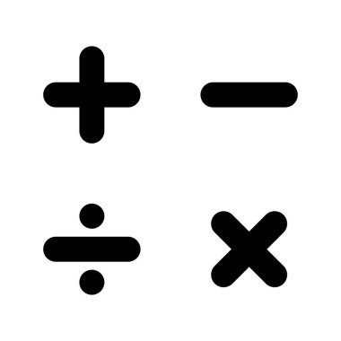 Toplama, çıkarma, bölme ve çarpma ikonu vektörü. Matematik sembolü