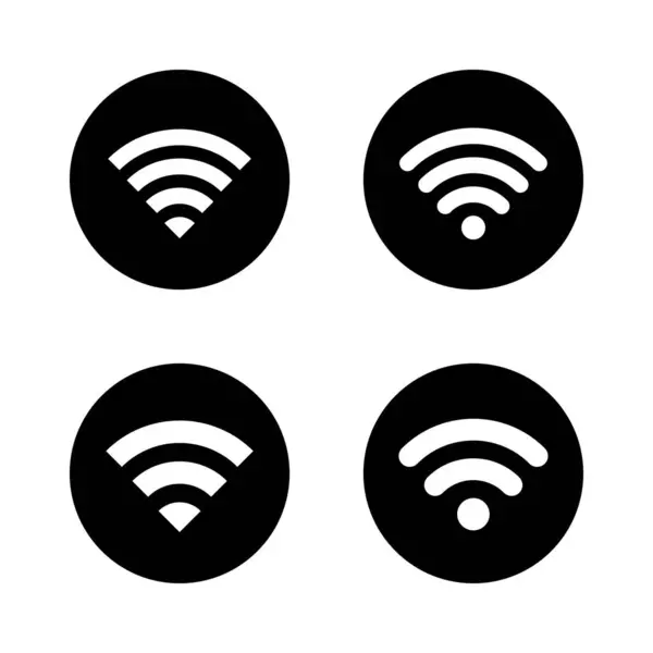 Wifi Vecteur Icônes Réseau Sans Fil Cercle Noir Graphismes Vectoriels