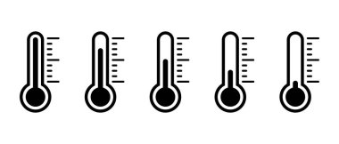Sıcaklık simgesi koleksiyonu. Termometre sembolü vektörü