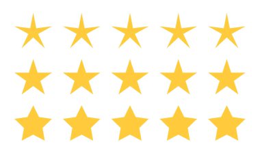 Beş sarı yıldız ikonu koleksiyonu. Müşteri denetleme vektörü