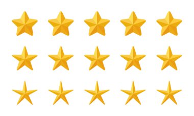 Yuvarlak biçimli 5 boyutlu yıldız değerlendirme simgesi. Müşteri memnuniyeti geri besleme vektörü