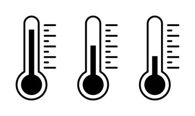 Sıcaklık, termometre simgesi beyaz arkaplanda izole edildi. Hava sembolü vektörü