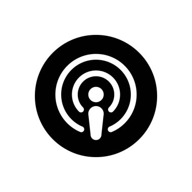 Siyah çemberdeki Apple podcast ikon vektörü. Podcasting işareti sembolü