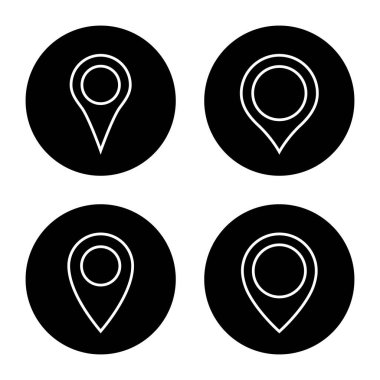 Siyah çember üzerindeki iğne çizgisi simge vektörünü haritala