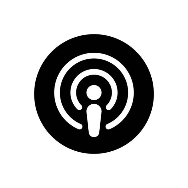 Apple Podcast Ikona Vektor Černém Kruhu Symbol Podcastu Stock Ilustrace