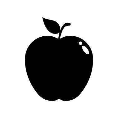 Siyah siluette elma simgesi vektörü. Sağlıklı meyve kavramı