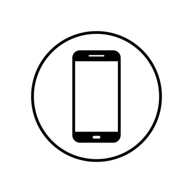 Cep telefonu, akıllı telefon simgesi vektörü daire çizgisinde