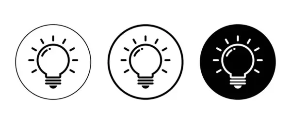 Ampoule Ligne Icône Vecteur Sur Cercle Noir Idée Concept Créativité — Image vectorielle