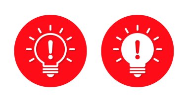 Gölgeli ünlem işareti ampul simgesi. Uyarı lambası işareti