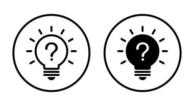 Soru işareti ampul simgesi daire çizgisinde