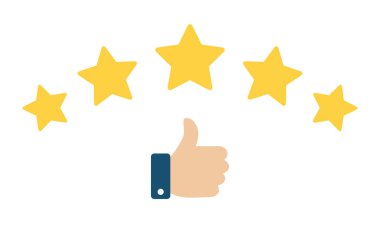 Beş yıldızlı bir ikon gibi. Müşteri memnuniyeti değerlendirme kavramı