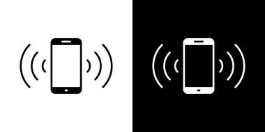 Phone with signal wave icon. Cellphone vibrate concept