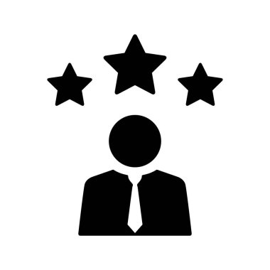 Üç yıldızlı çalışan silueti avatar ikonu. Örnek işçi konsepti