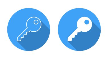 Uzun gölgeli anahtar simgesi. Anahtarlar genel stilde