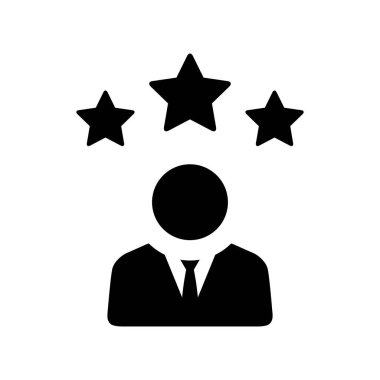 Üç yıldızlı iş adamı avatar ikonu. Çalışan silueti geri bildirim konsepti
