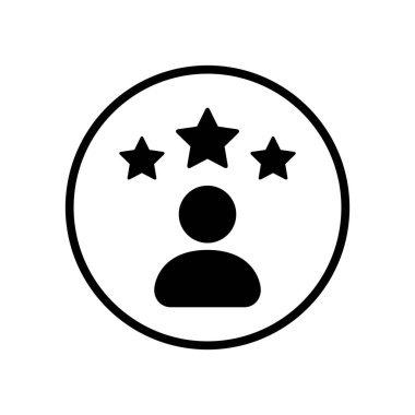 Çember çizgisi üzerinde üç yıldızlı basit bir avatar simgesi