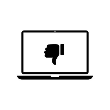 Başparmak aşağı, dizüstü bilgisayar ekranı simgesinden nefret ediyorum. Kötü, el işaretinden hoşlanmayan sembol