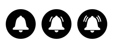 Siyah daire için uyarı çanı simgesi. Alarm, zil işareti simgesi