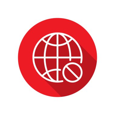 Uzun gölgeli internet dünyası ikonu yok. Çevrimdışı bağlantı kavramı