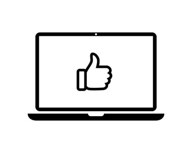 Başparmak yukarı, dizüstü bilgisayar ekranı simgesindeki el gibi