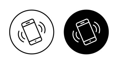 Siyah daire üzerinde titreşim modu telefon simgesi. Cep telefonu titreşimli işaret sembolü