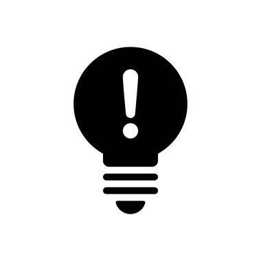 Ünlem simgesi olan bir ampul. Uyarı lambası kavramı