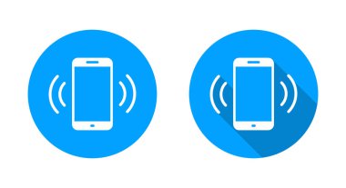 Uzun gölgeli titreşim modu telefon simgesi. Cep telefonu titreşim konsepti