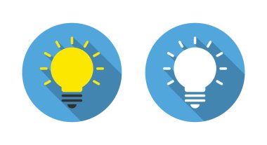 Uzun gölgeli ampul simgesi. Lamba, ampul sembolü düz stil