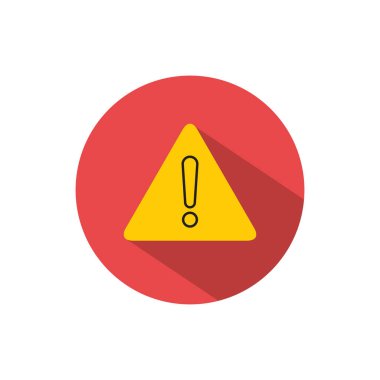 Uzun gölgeli uyarı simgesini uyarın. Üçgen biçiminde ünlem işareti işareti işareti işareti