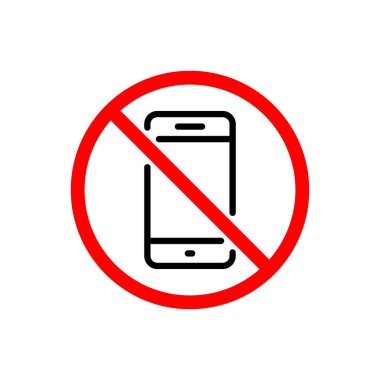 Düz stil cep telefonu işareti simgesi yok. Cep telefonu sembolünü kapat. Akıllı Telefon Yasaklama İşareti