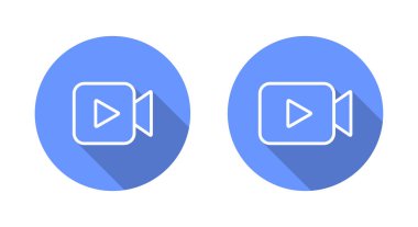 Uzun gölgeli video oynatıcı simgesi. Çalma düğmeli kamera