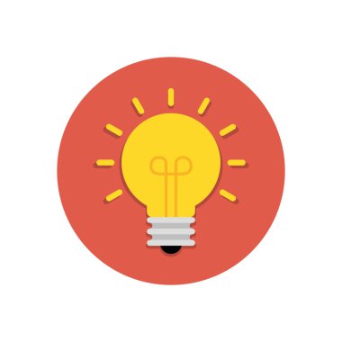 Ampul, düz dizaynlı lamba ikonu. İç görü simgesi