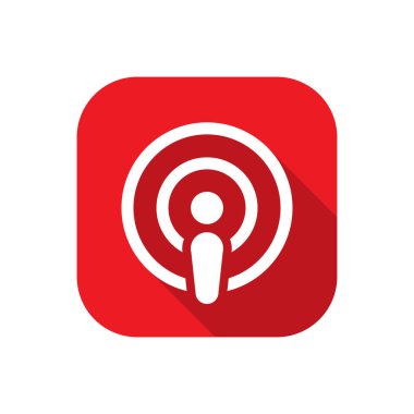 Red Square 'de podcast ikonu. Podcasting işareti sembolü