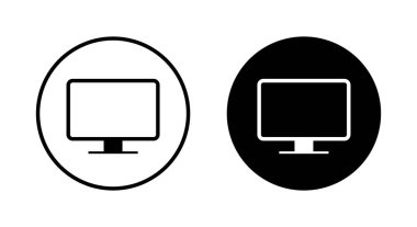 Bilgisayar pc simgesi siyah daireye girdi. Masaüstü işaret simgesini izle