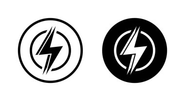 Siyah çemberde çift yıldırım ikonu. Şimşek işareti simgesi