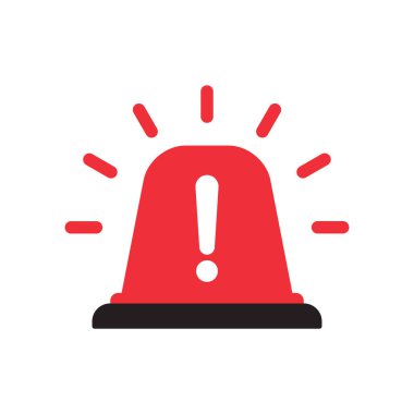 Düz stil uyarı simgesi. Siren lambasında ünlem işareti