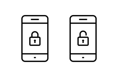 Simgeyi telefon ekranında kilitle ve aç. Asma kilit sembollü cep telefonu