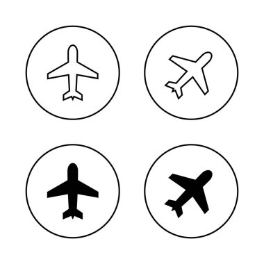 Uçak, uçak ikonu daire çizgisine ayarlandı. Uçuş, uçak işareti sembolü