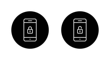 Siyah çemberdeki telefon ekranı simgesini kilitle ve aç. Asma kilit sembollü cep telefonu